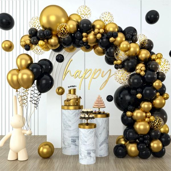 Parti Dekorasyonu Siyah Balon Çelenk Kemer Kiti Krom Altın Lateks Balonlar Düğün Doğum Günü Bebek Duş