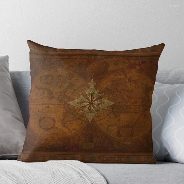 Pillow Steampunk Compass Rose Antique Map Turte S Weihnachtsabdeckungen für Luxussofa