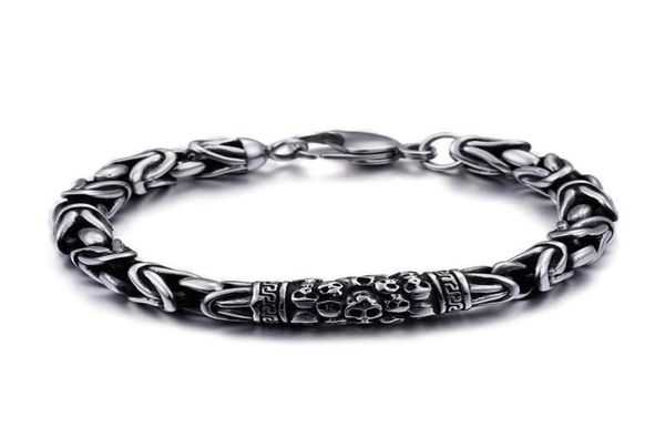 Link Chain Fashion Vintage Style Viking Armband Handgelenk Silber Farbe Charme Schädel für Männer Schmuck 2056889