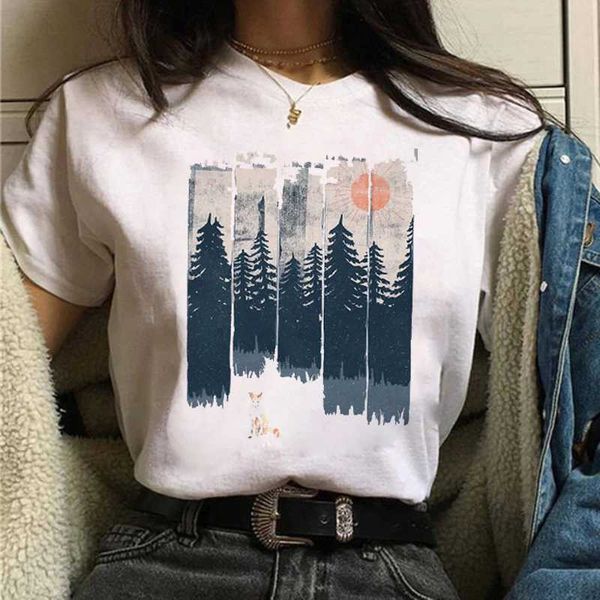 T-shirt femminile Funny Forest Mountain Thirts for Woman Fashion T-shirts Ladies Tshirts 90s Baby TS Y2K Tops Vintage Harajuku Y240509