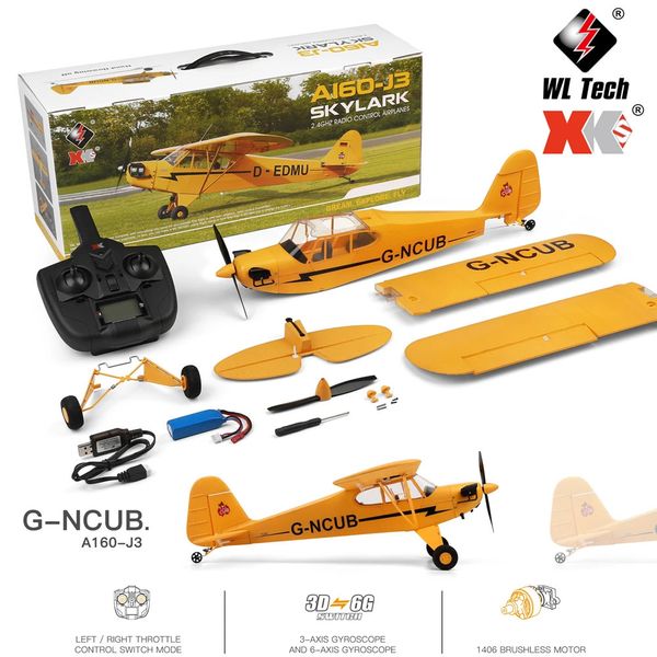 A160 WLTOYS XKS 2.4G RC Uçak 650mm kanat açıklığı fırçasız motor uzaktan kumanda uçağı 3D/6G sistem köpük oyuncakları çocuklar için Hediye 240508