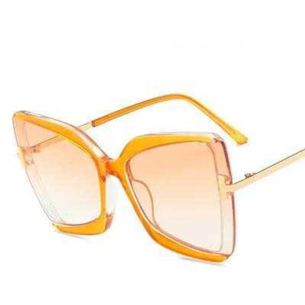 Óculos de sol espelhados Europeu e americano Ins grande formato em forma de sol em forma de sol T Camuflagem feminina CATO ELENTE MONTAGEM Óculos de sol Butterfly Sunglasses