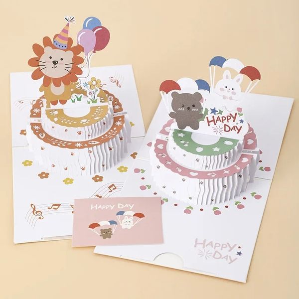 Neues alles Gute zum Geburtstag 3D Dreidimensionales Klappkuchen-Cartoon Grußkarte Mädchen Geburtstag Grußkarten Geschenkkarte mit Umschlag 3d Kuchen Geburtstagskarte