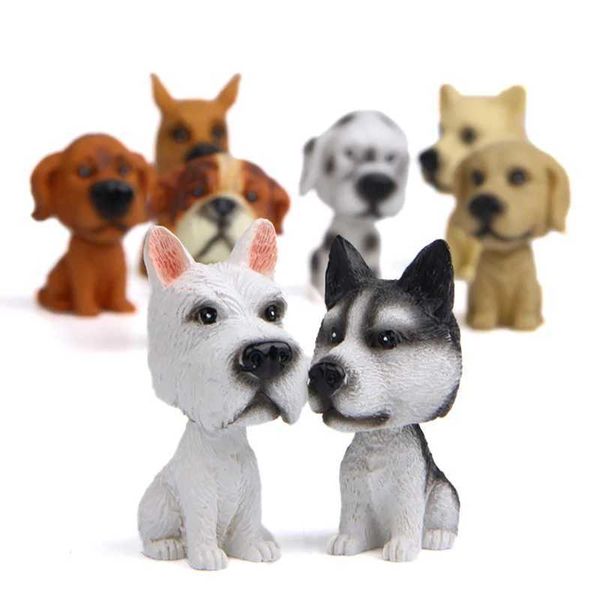 Decorações de interiores Mini 3D Puppy Car Daving Decor Toys in Car ornamentos de carro acenando para cão de cabeça agitada bobblehead husky fofo automodil