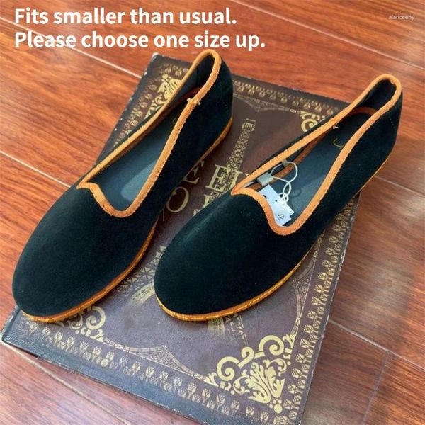 Sapatos casuais planos para mulheres 2024 Velvet Soft Canvas Black Soxers Spring Autumn Slip-On Shallow Ladies em oferta em