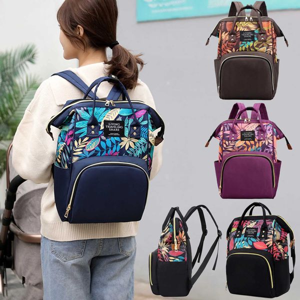 Bolsas de fraldas mochilas mochilas mochilas de ombro Mochilas de grande capacidade mamãe sacos de enfermagem Moda impressão feminina mochila T240509