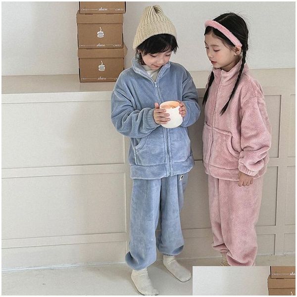 Set di abbigliamento tusa per bambini per bambini inverno vestiti caldi ragazzi ragazze stampate felpa micolors a due pezzi set pantaloni cappotto con cappuccio drop de dhiht