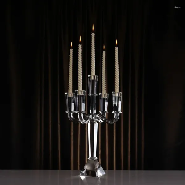 Kerzenhalter 5 Arme Kristall Demontierbar und wunderschöne Wohnkern Mittelstücke Glass Candelabra von Handmade