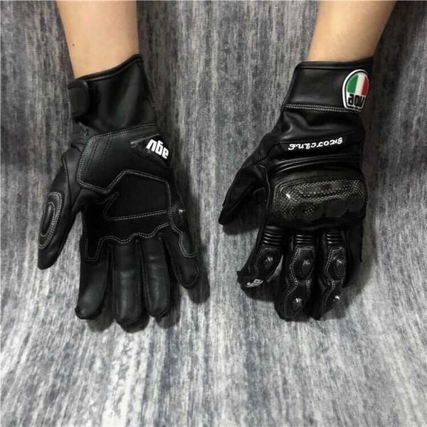 Touringhandschuhe AGV -Handschuhe Motorrad Motorrad Carbonfaser Radfahren atmungsaktiv und Anti -Drop -Leder -Renn Motorrad für Männer Frauen im Frühling Angc3p