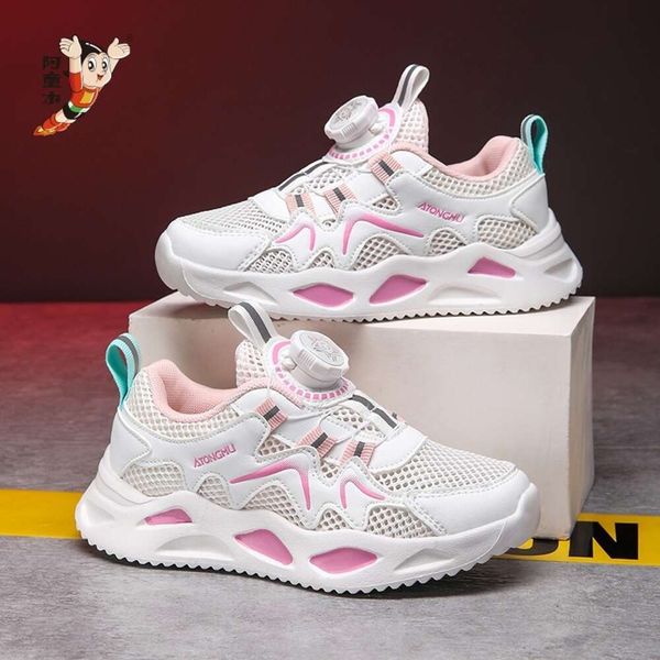 Astro Boy Çocuk Spor Ayakkabıları: Büyük Çocuklar Kafes Koşuyor 2024 Yeni Kızların Anti Küçük Beyaz Ayakkabı