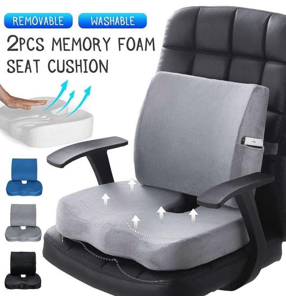 Memory Foam Seat Almofada Ortopédico Cadeira de Coccyx Cadeira de escritório Suporte de almofada de caídas Back Cushion Seat Hip Massage Sets 212164546