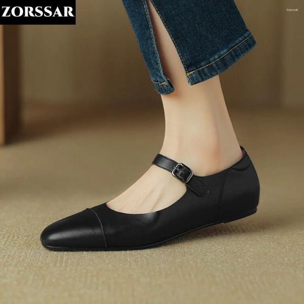 Freizeitschuhe plus Größe 41 Frauen Leder Wohnungen Schuh Runde Zehen Mary Janes Schwarze Mädchen School Low Heels Lolita Oxford