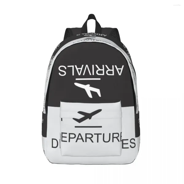 Backpack Flight Arrival and partenza Canvas zaino per l'aereo Aviation Pilot School College da viaggio Borse BookBag si adatta al laptop da 15 pollici