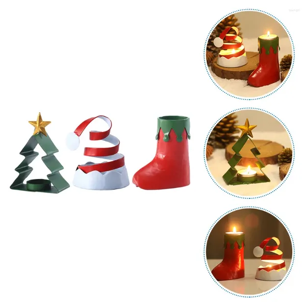 Candele per candele 3pcs Cappello di Natale Avvolgimento Candlestick Creative Iron Holder Cup