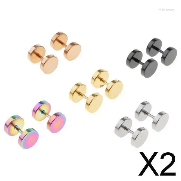 Orecchini a pennello 2x5 coppie in acciaio inossidabile set di tappi per piercing auricolari tunnel punk 6mm