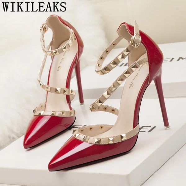 Scarpe eleganti rossi tacchi alti sexy sandali donne donna sandala sandalia femista gladiatore fitish
