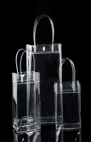 Sacos de presente de plástico PVC com alças sacos de embalagem de vinho plástico favores de bolsa de festas de bolsa de moda com botão com botão LX22712839218