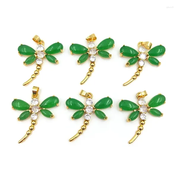 Подвесные ожерелья Drangonfly Natural Green Jade циркон