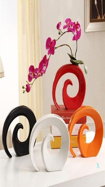 Vasos vaso de cerâmica moderna para decoração de casa vaso de mesa de mesa branco preto laranja cor de cor de laranja4150147