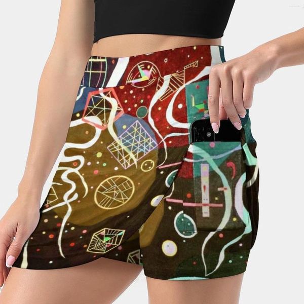 Röcke Kandinsky-Bewegung I abstrakte Kunstkoreaner Mode Rock Sommer für Frauen leichte Hose Bewegung