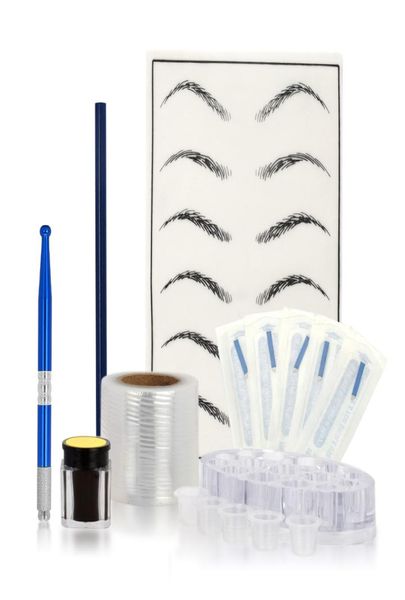 Microblading Conjunto de 16pcs Manual Pen agulhas Pasta de sobrancelha Pro Tattoo de sobrancelha para Kits de sobrancelha de maquiagem permanente Kits67779632