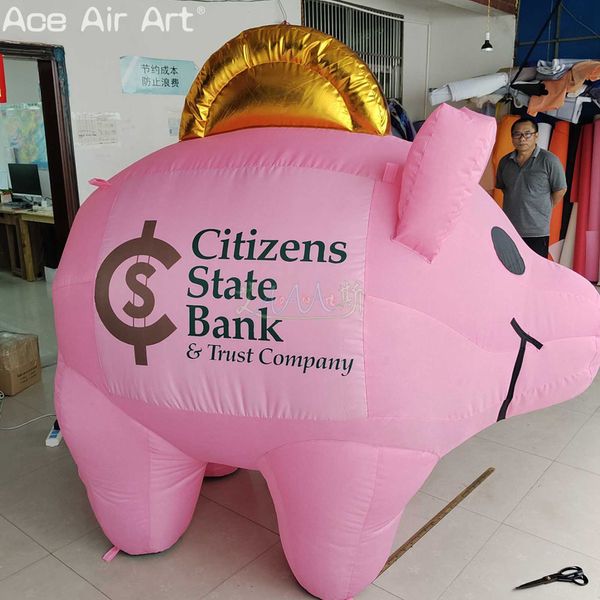 Großhandel 26ft oder maßgeschneidert aufblasbares Schweineball -Schweinemodell Cash Piggy Maskottchen mit innerem Lüfter oder Gebläse für Promotion/Ausstellung