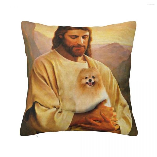 Cão pomeraniano de travesseiros e amante de Jesus jogam fronhas para travesseiros travesseiros decorativos personalizados