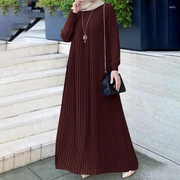 Vestidos casuais Vintage Manga longa Muslim Dress Party Robe Lady Slim Fit Kaftan Maxi Vestido Street Sundress superdimensionado