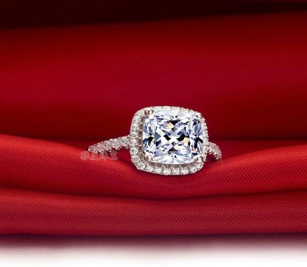 Hochzeitsvergütung Ring US Gia Sona Diamond Drill Drei Generationen IJ Farbe 3 Karat Platin -plattierte Sterling Silber Frauen1702876