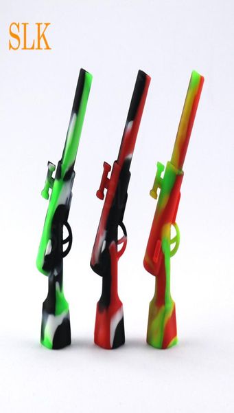 Fucile silicone tubo a mano con ciotola di metallo da 110 mm a forma di pistola silicone tubi fumatori di fumatori mini piattale olio di cera 4201859746