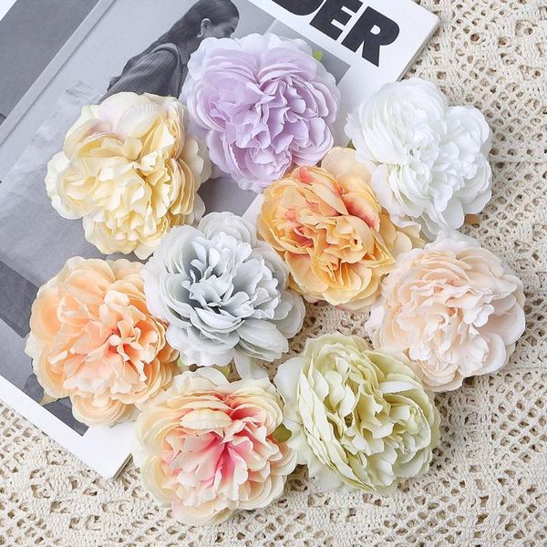 Dekorative Blumen 5/10pcs 8,5 cm Pfingstrose Künstliche Hochzeitsheiratsdekoration Fälschliche Blume für Wohnkultur DIY Handwerk Geschenke Garland Accessoire