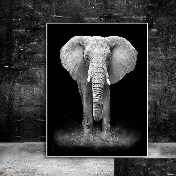 Dipinti dipinti Animali selvatici Elefante Africano Poster di tela di elefanti stampe moderne immagini di arte da parete soggiorno cuadros dro dhnm0