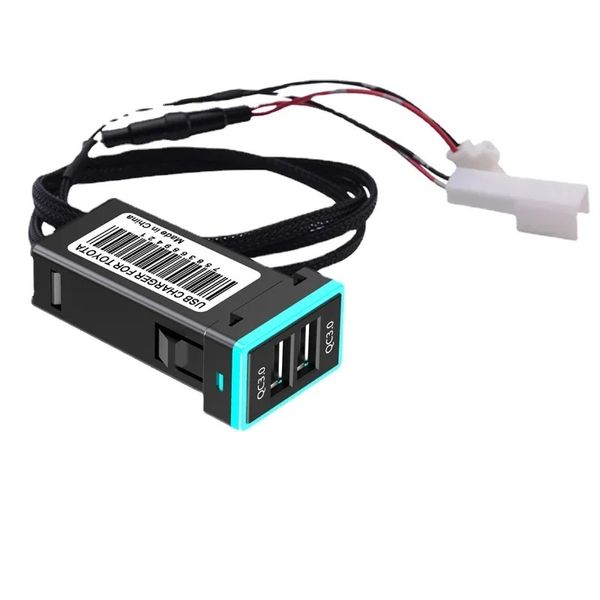 CARICATORE CARICATORE CARICATORE CARICA QUESTO CON QC3.0 USB 2PORT Adattatore LED MULTICOLORED Adattatore di ricarica facile da collegare e giocare per Toyota