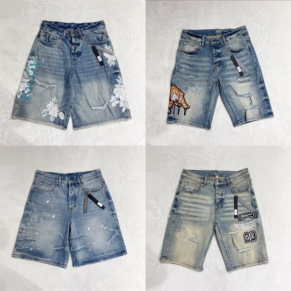 Herren Shorts Jeans Designer Jean Short Casual Slim Ripped Paint Reißverschluss Patch Fashion Denim Shorts für Men Street Am1169