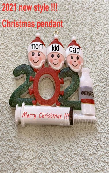 B 2021 DIY Weihnachtsdekorationen 19 Head Santa Claus Pedants Schreibbare Festivalharz -Ornamente Accessoires für Familienspezifische G8483093