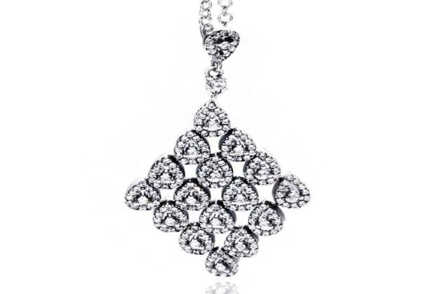 Großhandel- Charm Laminated Anhänger Halskette für Schmuck mit Originalschachtel 925 Sterling Silber CZ Diamond Ladies Anhänger Halskette2701769