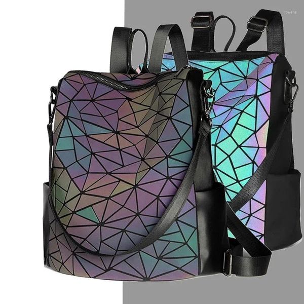 Школьные сумки светящиеся крупные женщины рюкзак для женской пайки для подростков для подростков Голографический багпак мешок A Dos Mochila