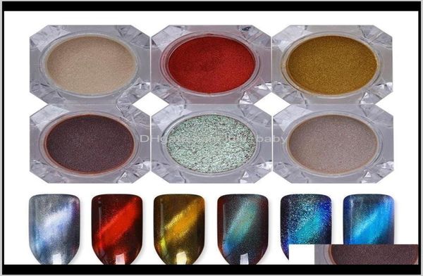 Родился симпатичный 6 коробок 3D Cat Eye Magic Marror Powder UV -гельский гель Польский блеск для ногтя магнитная пигментная пыль 6sjlk A3OOY4457917