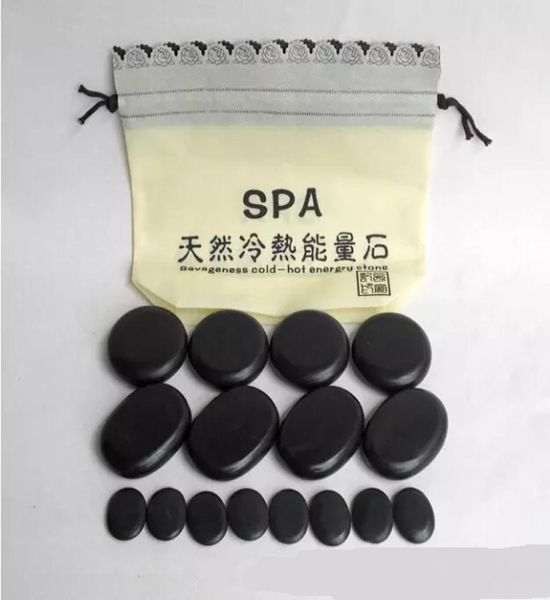 Massage Stones Massagem Energia Natural Massagem Conjunto de Pedras de Pedra Spa Rocha Basalto Pedra 16pcs2870111