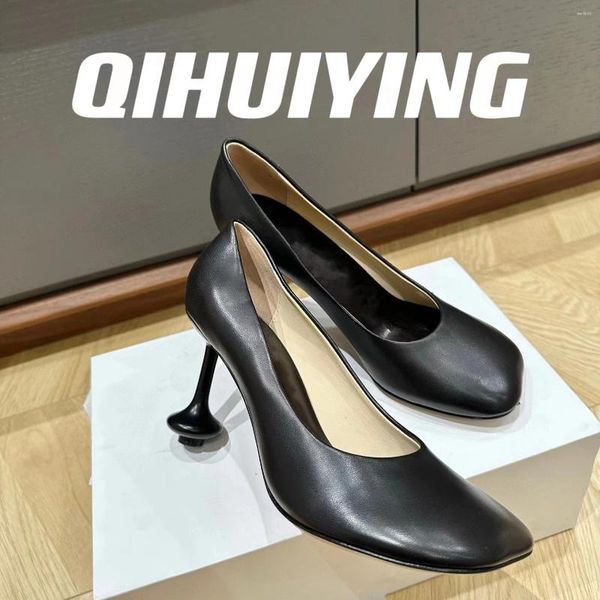 Scarpe eleganti qihuiying fatti a mano in pelle vera in pelle strana pompa in stile femminile Lady Stilettos donna nuda alfata femminino