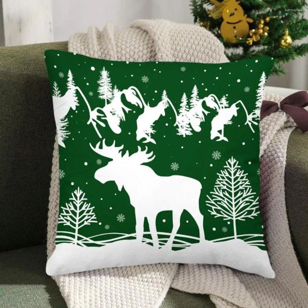 Kissenbedeckung Lebendiger Schneeflocken -Elch -Print -Weihnachtskissenbezug versteckter Reißverschluss Quadratwurf für Sofa Ornament