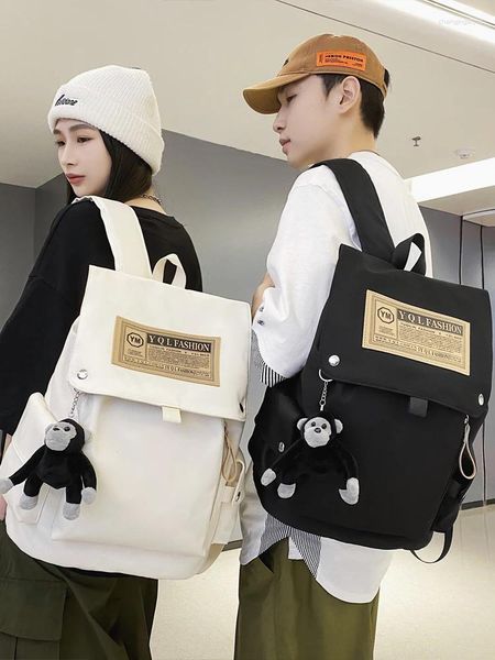 Sırt çantası çantaları ve valizler 2024 moda markası kişilik serin kadın bilgisayarı Koreli tasarımcı çanta sporu