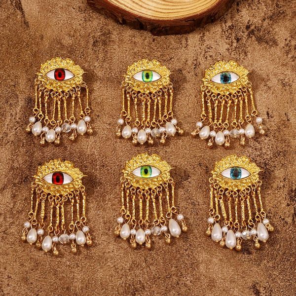 2024 Designer Design Holiday Geschenke Modes mittelalterlicher Stil kreativer Anhänger mit Perlenquasten Textur Augenstil Damen Temperament Ohrringe