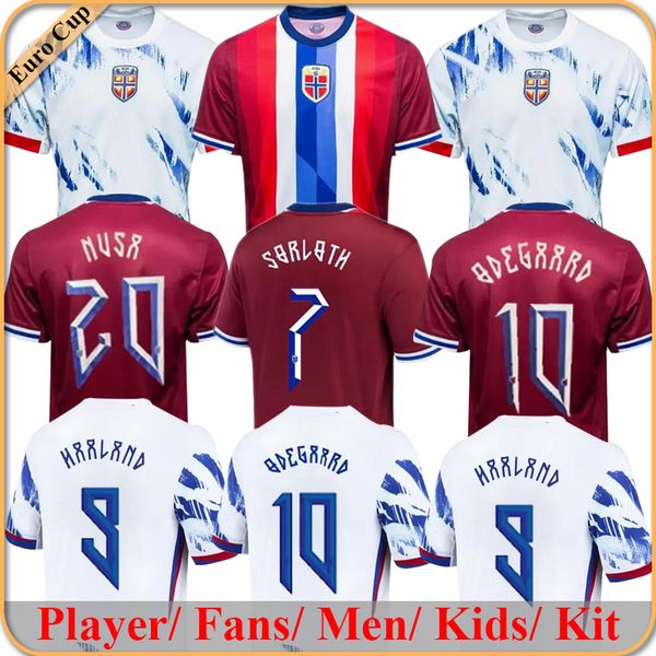 2024 Norwaise Haaland Soccer Jerseys 24/25 Noruega Odegaard Strand Larsen Sorloth Berg Ajer Nusao Stigard Vetlesen 1984 1998 99 Camisa de futebol retro Men Meias infantis