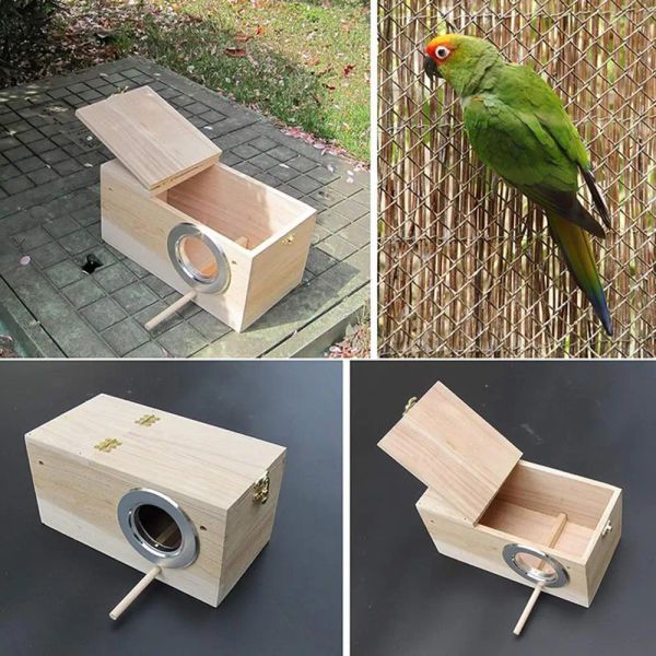 Nests Caixa de criação de ninho de gaiola de pássaro de madeira para papagaios periquitos periquitos Crexo Cocktail Finch pombird Bird Acessórios