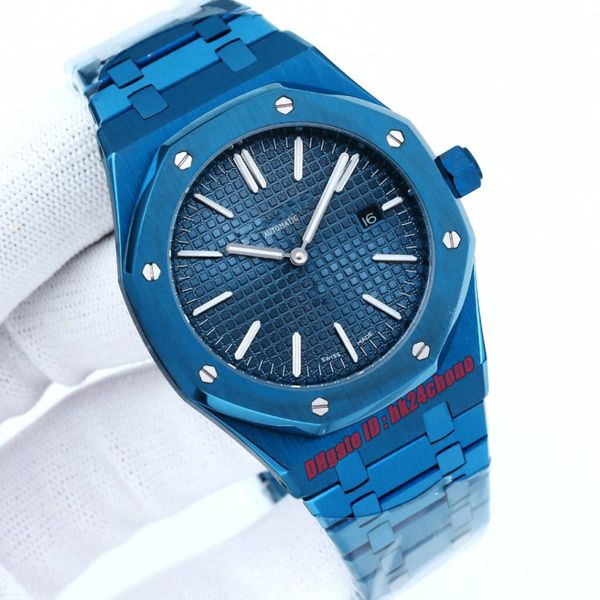 K8F Luxury Watches K8 42 -мм самоуправление 15400 All Blue Automatic Mens Watch Blue Dial All Blue Blue Bracelet Bracelet Gents Neal