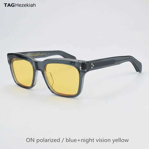 Sonnenbrille Luxus polarisierte Sonnenbrille Square Herren Designer Marke Hochwertige Essigsäure UV400 Gläser Gelbes Nachtsicht Brillen Q240509