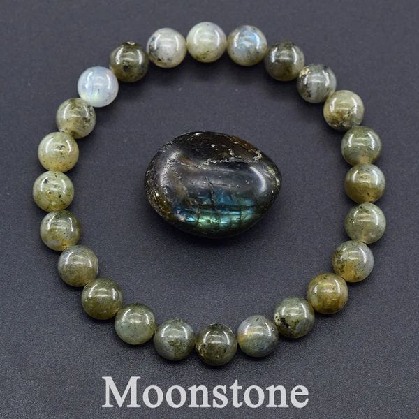 Originale India LaBradorite Bracciale perle per donne uomini Braggle di trampolino di luna naturale ottenendo gioielli di energia regalo pulsera 240423