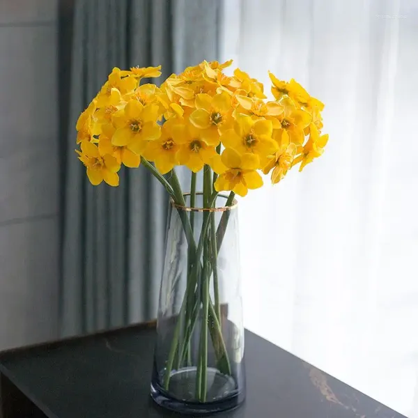 Flores decorativas pequenas e frescas Narcissus Simulation Bouquet Decoração de ponta de luxo de luxo de luxo de luxo