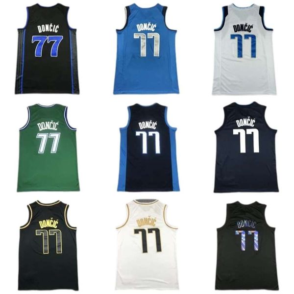 Doncic Luka Blue Black Jerseys Basketball White 2024 City Homens Mulheres jovens S-XXL Sport Jersey